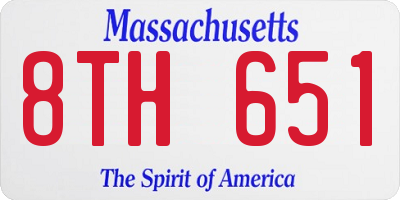 MA license plate 8TH651