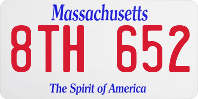 MA license plate 8TH652