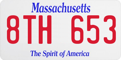 MA license plate 8TH653