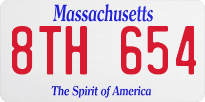 MA license plate 8TH654