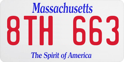 MA license plate 8TH663