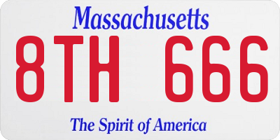 MA license plate 8TH666