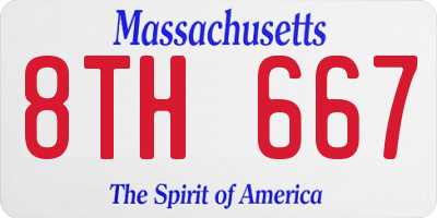 MA license plate 8TH667