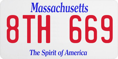 MA license plate 8TH669