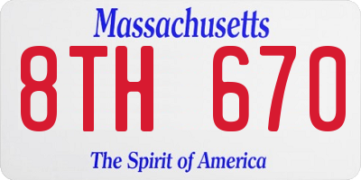 MA license plate 8TH670