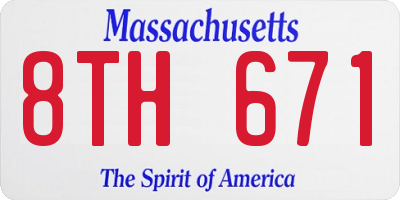 MA license plate 8TH671