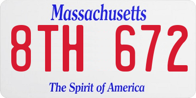 MA license plate 8TH672