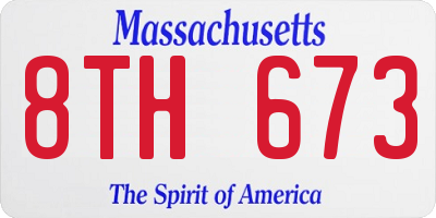 MA license plate 8TH673