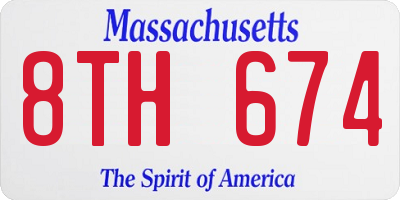 MA license plate 8TH674