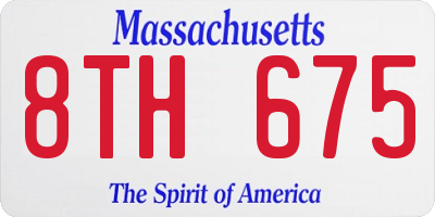 MA license plate 8TH675