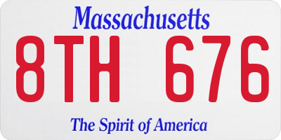 MA license plate 8TH676