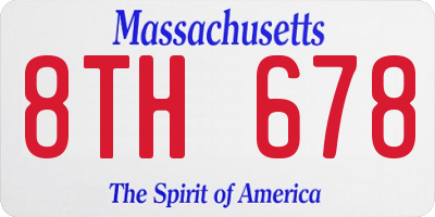MA license plate 8TH678