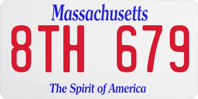 MA license plate 8TH679