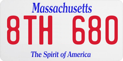 MA license plate 8TH680