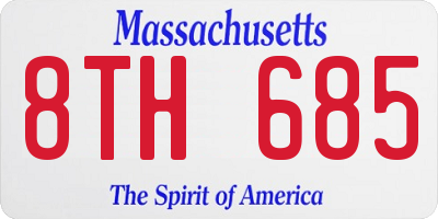 MA license plate 8TH685