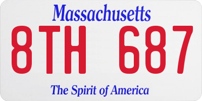 MA license plate 8TH687