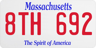 MA license plate 8TH692