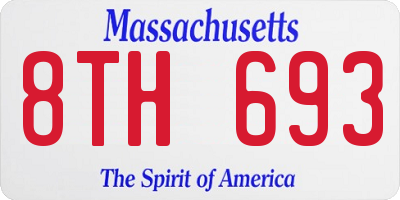 MA license plate 8TH693