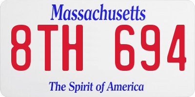 MA license plate 8TH694