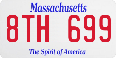MA license plate 8TH699