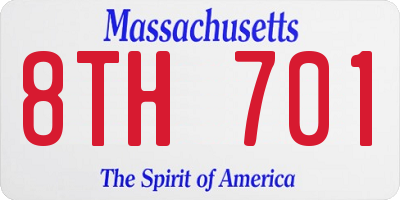 MA license plate 8TH701