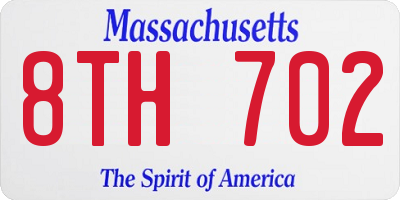 MA license plate 8TH702
