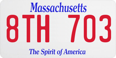 MA license plate 8TH703