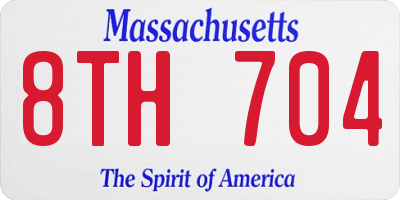 MA license plate 8TH704