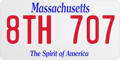 MA license plate 8TH707