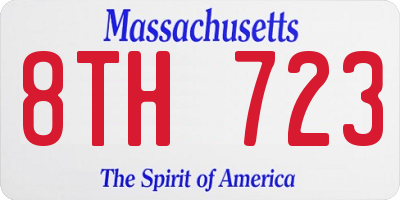 MA license plate 8TH723