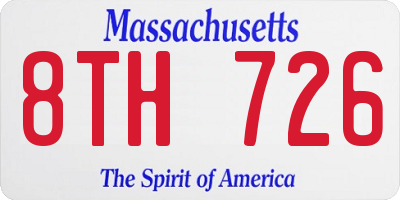 MA license plate 8TH726