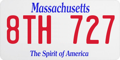 MA license plate 8TH727