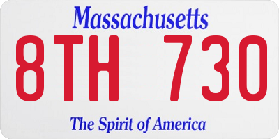 MA license plate 8TH730