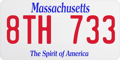 MA license plate 8TH733