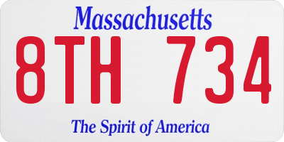 MA license plate 8TH734
