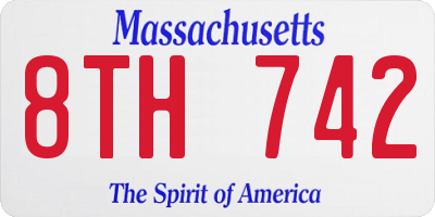 MA license plate 8TH742