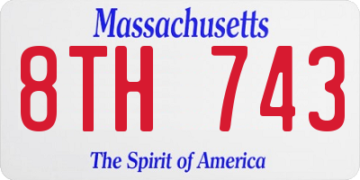 MA license plate 8TH743