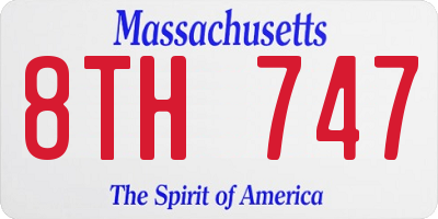 MA license plate 8TH747