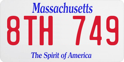 MA license plate 8TH749