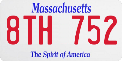 MA license plate 8TH752