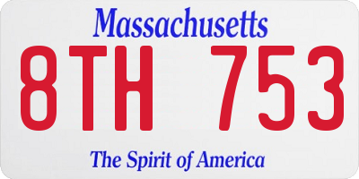 MA license plate 8TH753