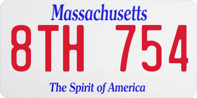 MA license plate 8TH754