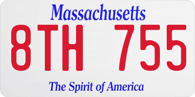 MA license plate 8TH755