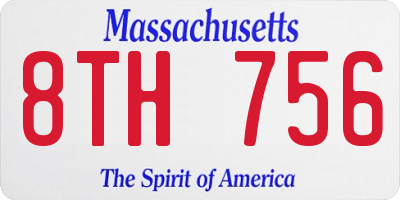 MA license plate 8TH756