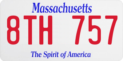 MA license plate 8TH757