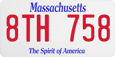 MA license plate 8TH758