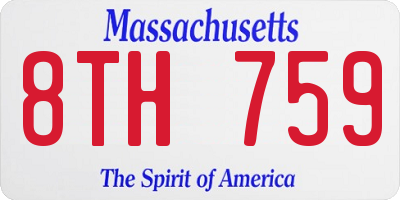 MA license plate 8TH759