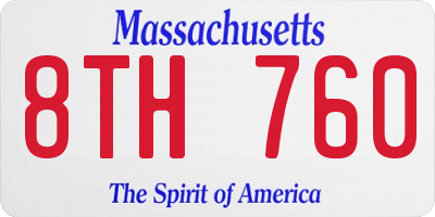 MA license plate 8TH760