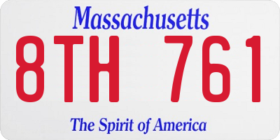 MA license plate 8TH761