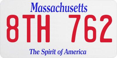 MA license plate 8TH762